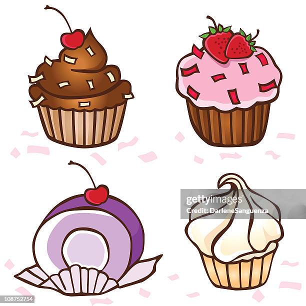 cupcakes - strawberry shortcake stock illustrations