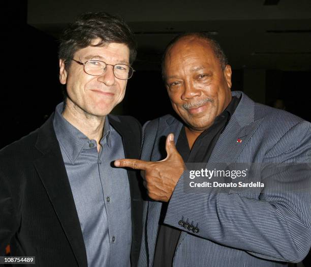 Jeffrey Sachs and Quincy Jones during Millennium Promise West Coast Launch Honoring Jeffrey Sachs at Private Home in Beverly Hills, CA, United States.