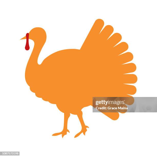 ilustrações de stock, clip art, desenhos animados e ícones de turkey bird silhouette isolated on white background - vector - peito de peru