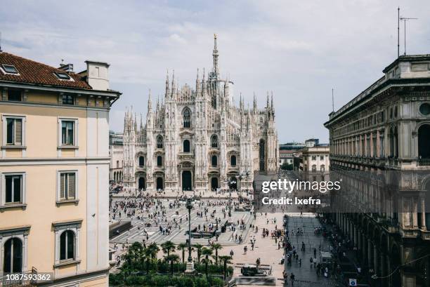 duomo, milan cathedral, italy - milan aerial stock pictures, royalty-free photos & images