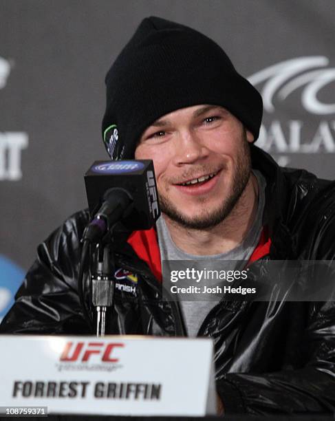 Forrest Griffin at the UFC 126 pre-fight press conference at the Mandalay Bay Resort and Casino on February 2, 2011 in Las Vegas, Nevada.