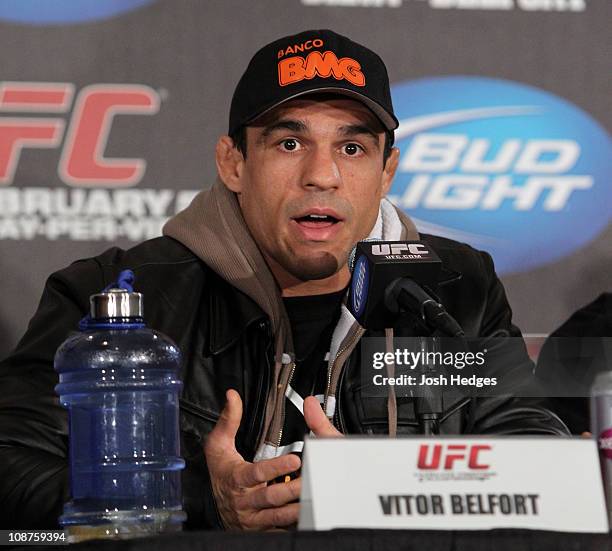 Vitor Belfort at the UFC 126 pre-fight press conference at the Mandalay Bay Resort and Casino on February 2, 2011 in Las Vegas, Nevada.