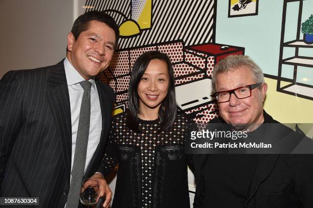 Carl Quintanilla, Judy Chung and Daniel Libeskind attend Daniel Libeskind's "Edge Of Order" Book Launch At Rich And Peggy Gelfond's Residence at...
