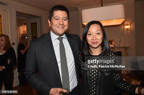 Carl Quintanilla and Judy Chung attend Daniel Libeskind's "Edge Of Order" Book Launch At Rich And Peggy Gelfond's Residence at Private Residence on...