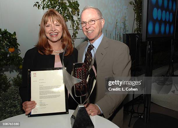 Kathy Prinze and Ron DeBlasio during AOL In2TV Launch - Inside at Museum of Television in Los Angeles, California, United States.