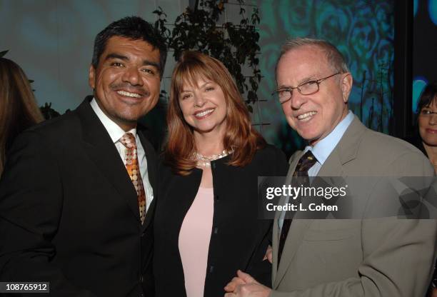 George Lopez, Kathy Prinze and Ron DeBlasio during AOL In2TV Launch - Inside at Museum of Television in Los Angeles, California, United States.