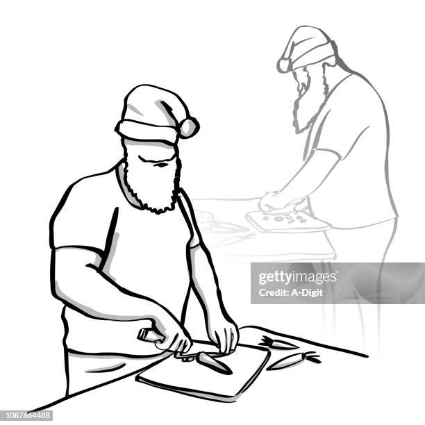 cooking up a storm santa - kitchen bench stock illustrations