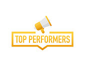 Top Performers. Badge, icon, stamp, logo. Vector illustration.