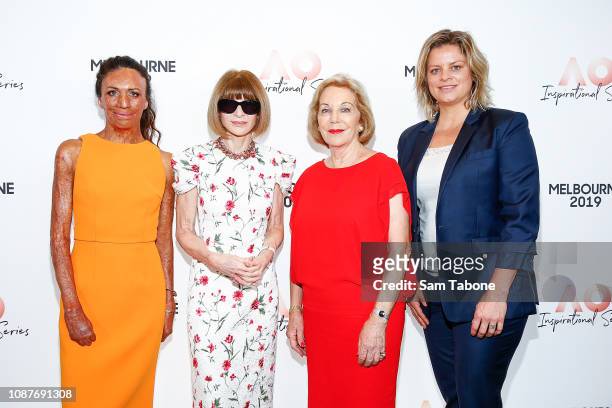 Turia Pitt, Anna Wintour, Ita Buttrose and Jelena Dokic arrives at the AO Inspirational Series Brunch at The Glasshouse on January 24, 2019 in...