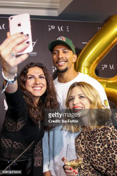 German singer Andreas Bourani, German actress Susan Sideropoulos and guest during the 4 year anniversary party of GRACE Restaurant at Hotel Zoo on...