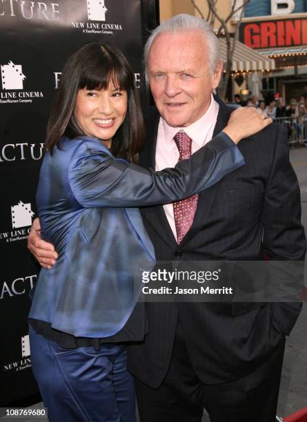Anthony Hopkins and wife Stella Arroyave during "Fracture" Los Angeles Premiere - Red Carpet at Mann Village Theater in Westwood, California, United...