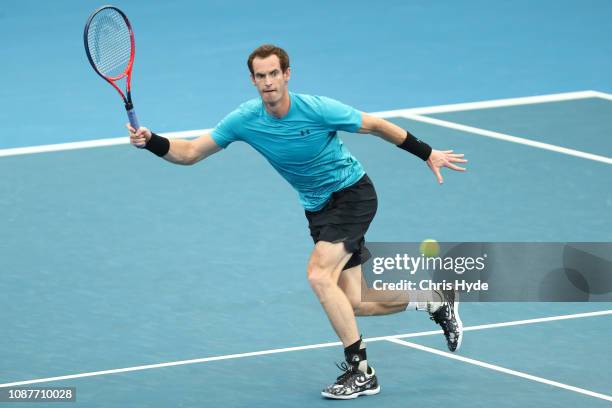 Andy Murray of Great Britain during a practise session ahead of the 2019 Brisbane International at Pat Rafter Arena on December 29, 2018 in Brisbane,...