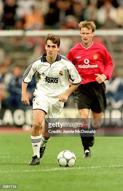 Savio of Real Madrid in action during the Pre-Season Friendly tournament match against Manchester United played at the Olympic Stadium, in Munich,...
