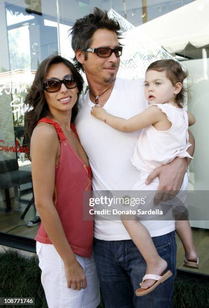 Vicky Cornell, Chris Cornell and daughter during 5th Annual John Varvatos Stuart House Benefit Presented by Converse at John Varvatos Boutique in Los...