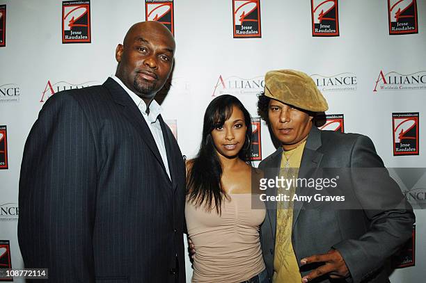 Tommy Ford, Jazsmin Lewis and Jesse Raudales during Jesse Raudales and Terrence Howard Peace for the Children Art Show at Pounder-Kone Artspace in...