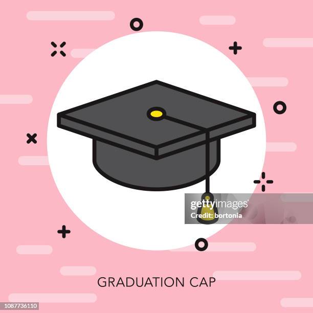 mortarboard thin line prom icon - prom decorations stock illustrations