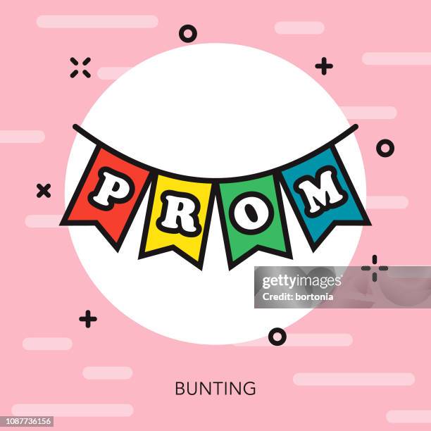 bunting thin line prom icon - prom decorations stock illustrations