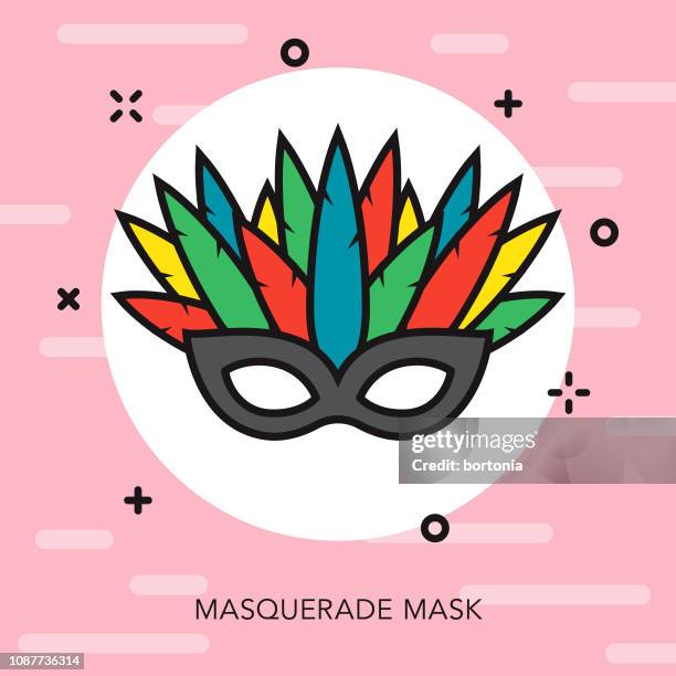 mask thin line prom icon - graduation mask stock illustrations
