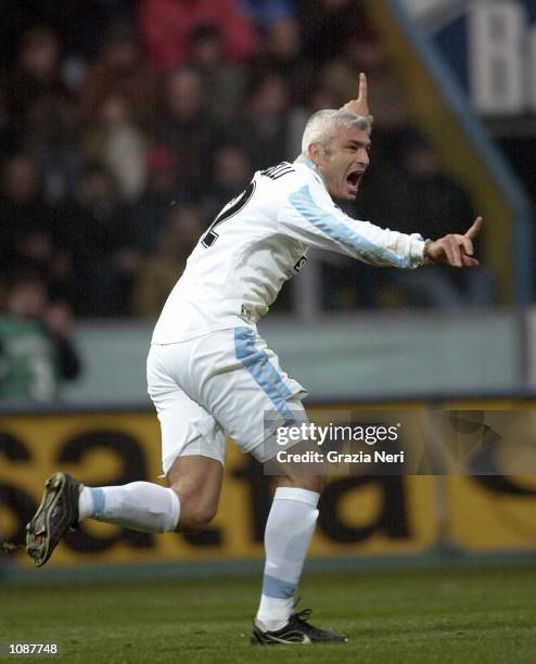 Fabrizio Ravanelli of Lazio celebrates scoring during the match between Parma v Lazio in the Serie A played at the Tardini Stadium, Parma, Italy. +...