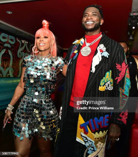 Keyshia Kaoir and Gucci Mane attend Gucci Mane Evil Genius Album Release Party at Oak on December 28, 2018 in Atlanta, Georgia.