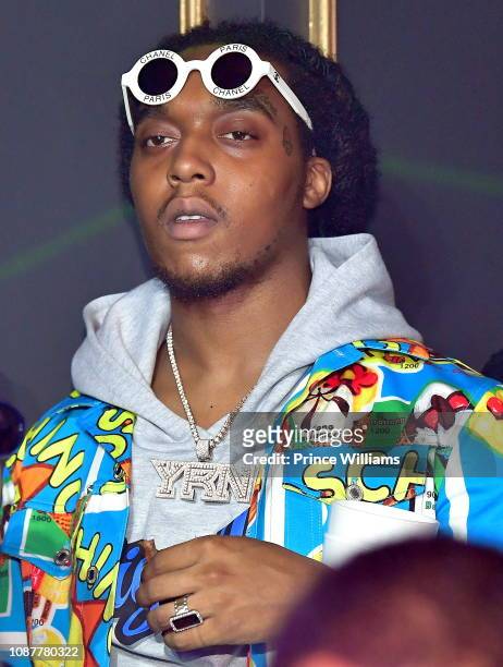 Housework set a fire fair Rapper Takeoff of the group Migos attends Gucci Mane Evil Genius... News  Photo - Getty Images