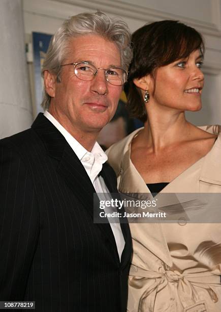 Richard Gere and Carey Lowell during "The Hoax" Los Angeles Premiere - Red Carpet at Mann Festival in Westwood, California, United States.