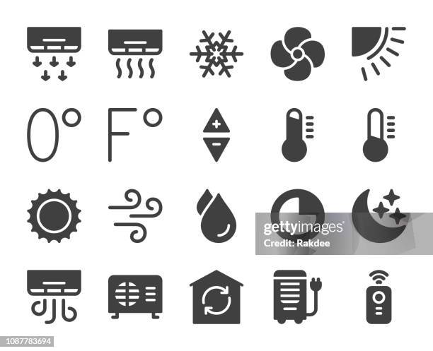 air conditioner - icons - cold temperature stock illustrations