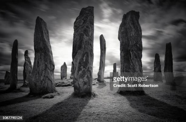 callanish standing stones. - stone circle stock pictures, royalty-free photos & images