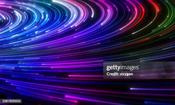 abstract neon geometric shape technology background - neon line stock pictures, royalty-free photos & images