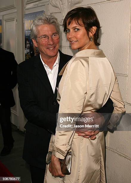 Richard Gere and Carey Lowell during "The Hoax" Los Angeles Premiere - Red Carpet at Mann Festival in Westwood, California, United States.