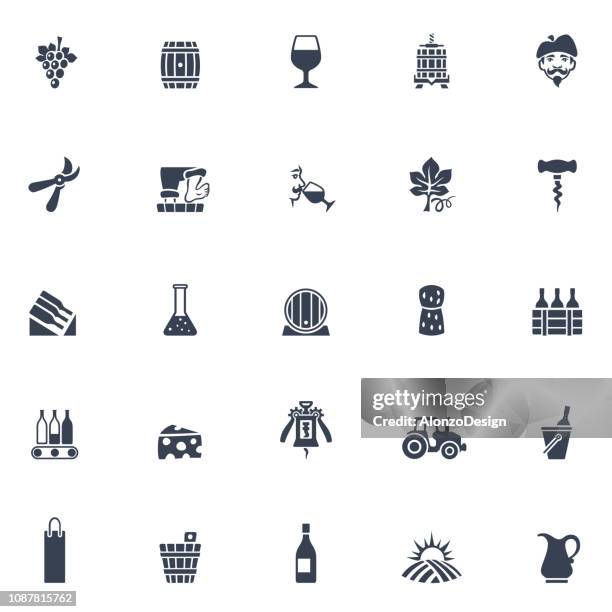 winery icons - wine stock illustrations