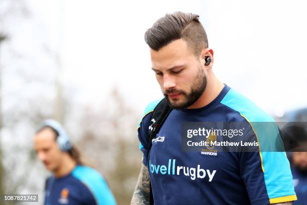 Francois Hougaard of Worcester Warriors arrives ahead of the Gallagher Premiership Rugby match between Saracens and Worcester Warriors at Allianz...