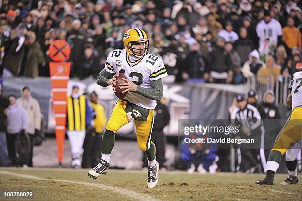 Wild Card Playoffs: Green Bay Packers QB Aaron Rodgers in action vs Philadelphia Eagles at Lincoln Financial Field.Philadelphia, PA 1/9/2011CREDIT:...