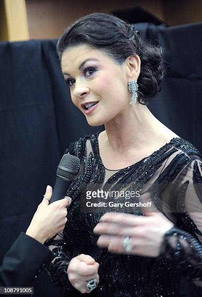 Award winner, actress Catherine Zeta Jones attends the press room at the 55th Annual Drama Desk Awards at the FH LaGuardia Concert Hall at Lincoln...