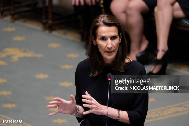 Minister of Budget Sophie Wilmes pictured during a plenary session of the Chamber at the federal parliament, in Brussels, Thursday 24 January 2019....