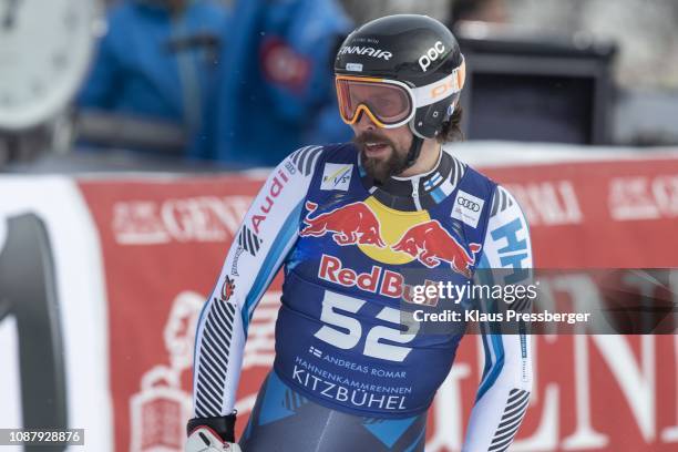 Andreas Romar of Finland during the Audi FIS Alpine Ski World Cup - Men's Downhill Training on January 24, 2019 in Kitzbuehel, Austria.