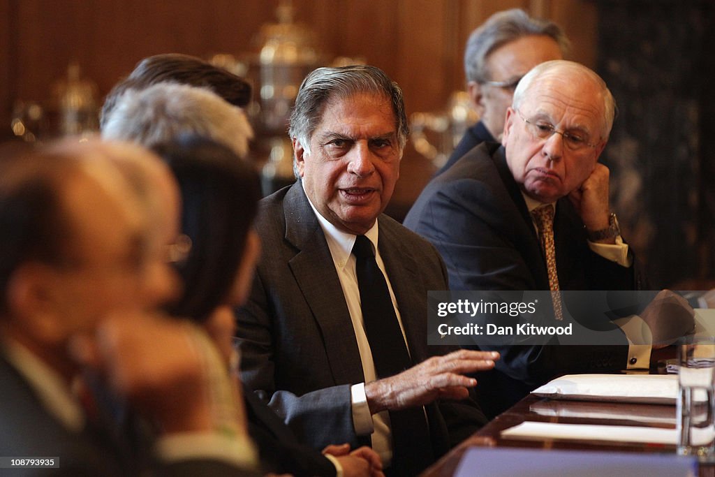Prime Minister David Cameron Meets Ratan Tata the CEO of Tata