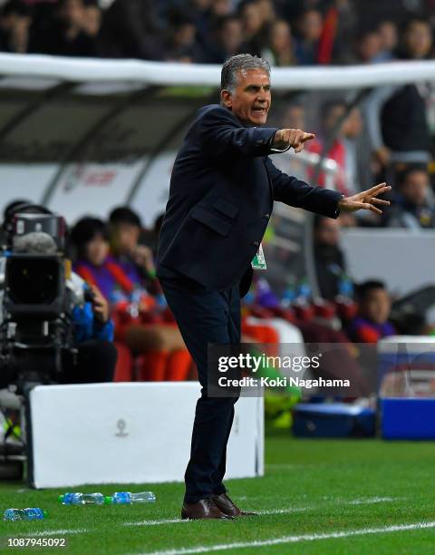 Carlos Queiroz, Head Coach of Iran during the AFC Asian Cup quarter final match between China and Iran at Mohammed Bin Zayed Stadium on January 24,...