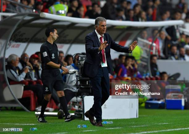 Carlos Queiroz, Head Coach of Iran during the AFC Asian Cup quarter final match between China and Iran at Mohammed Bin Zayed Stadium on January 24,...
