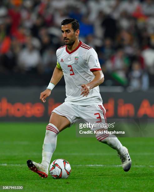 Ehsan Hajsafi of Iran during the AFC Asian Cup quarter final match between China and Iran at Mohammed Bin Zayed Stadium on January 24, 2019 in Abu...
