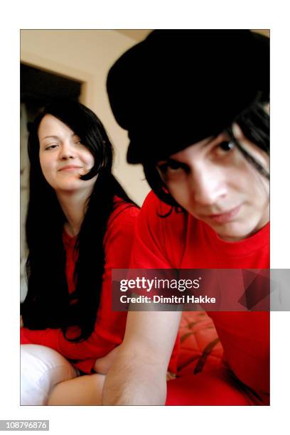 Portrait of Meg White and Jack White of The White Stripes in Amsterdam, Netherlands on 31st January 2003.