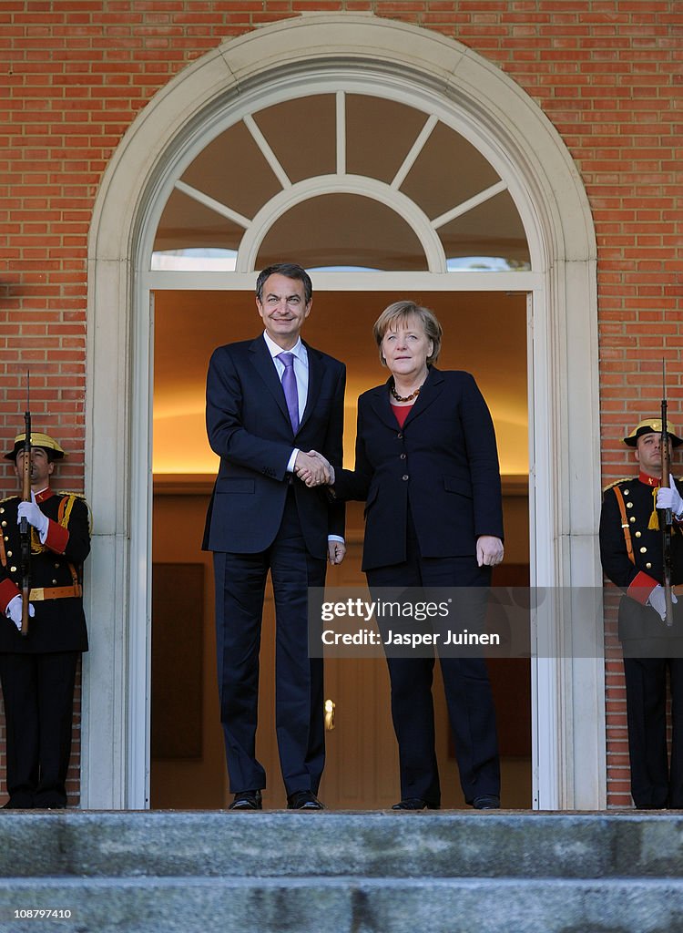 Spain's Prime Minister Jose Luis Rodriguez Zapatero Meets German Chancellor Angela Merkel