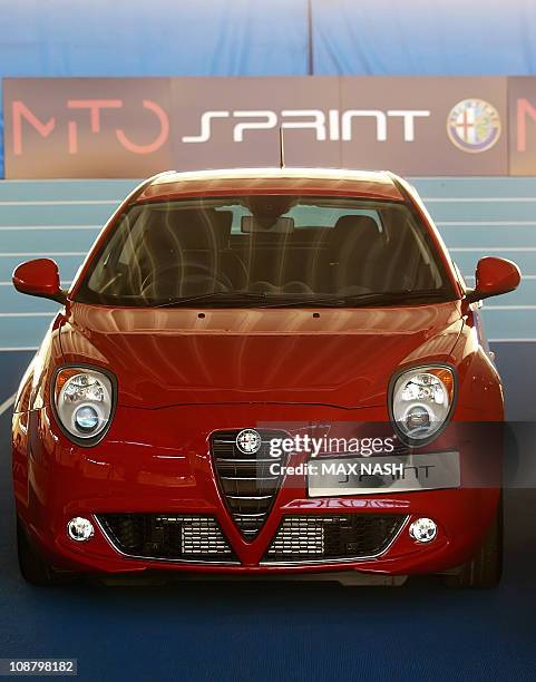 The new Alfa Romeo MiTo Sprint Special Edition is presented during it's launch in North London's Lee Valley Athletics track, on February 3, 2011. AFP...