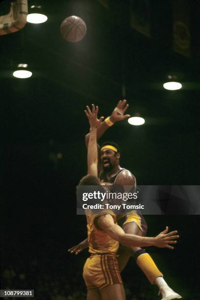 Center Wilt Chamberlain of the Los Angeles Lakers. Known as Wilt the Stilt or The Big Dipper, he is regarded as one of the greatest and most dominant...