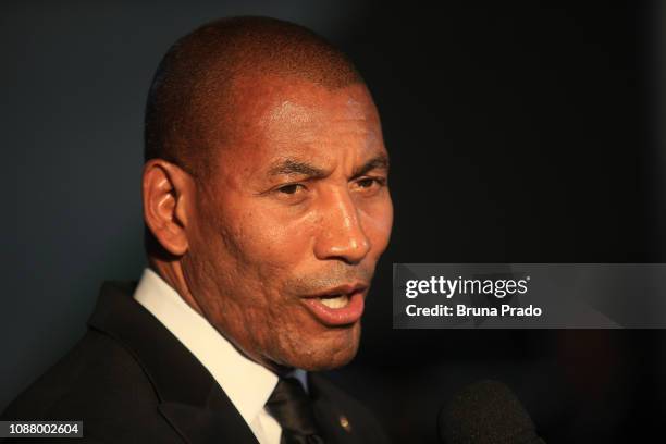 Former Brazilian National Team player Mauro Silva speaks to the media during the the Copa America 2019 Official Draw at Cidade das Artes on January...