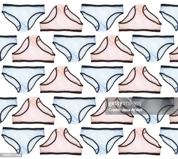 pattern of underwear on white background, lingerie on white background, panties on white background, conceptual symbol, concepts, knickers, no people - see through knickers photos et images de collection