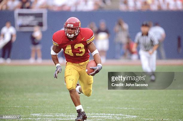 Kickoff Classic: USC Troy Polamalu in action, interception during game vs Penn State at Giants Stadium.East Rutherford, NJ 8/27/2000CREDIT: John...