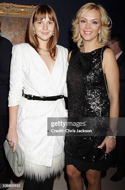 Ksenia Gorbacheva and Anastasia Virganskaya arrive at the Mikhail Gorbachev 80th Birthday Cocktail Party at Christies on February 3, 2011 in London,...