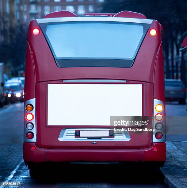 empty billboard on bus rear - bus sign stock pictures, royalty-free photos & images