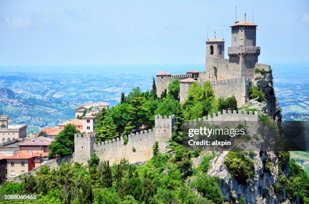 castle of san marino - republic of san marino stock pictures, royalty-free photos & images